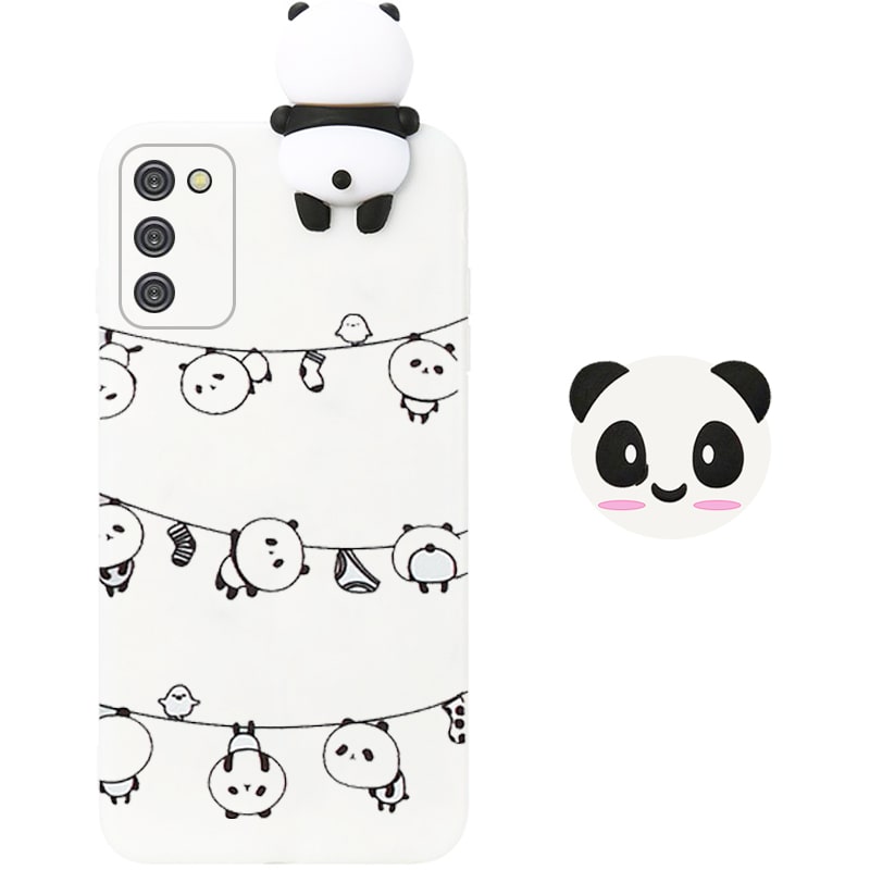 قاب فانتزی عروسکی پاندا رختی Panda Case مناسب برای گوشی Samsung Galaxy A02S مدل نیمه شفاف سه بعدی