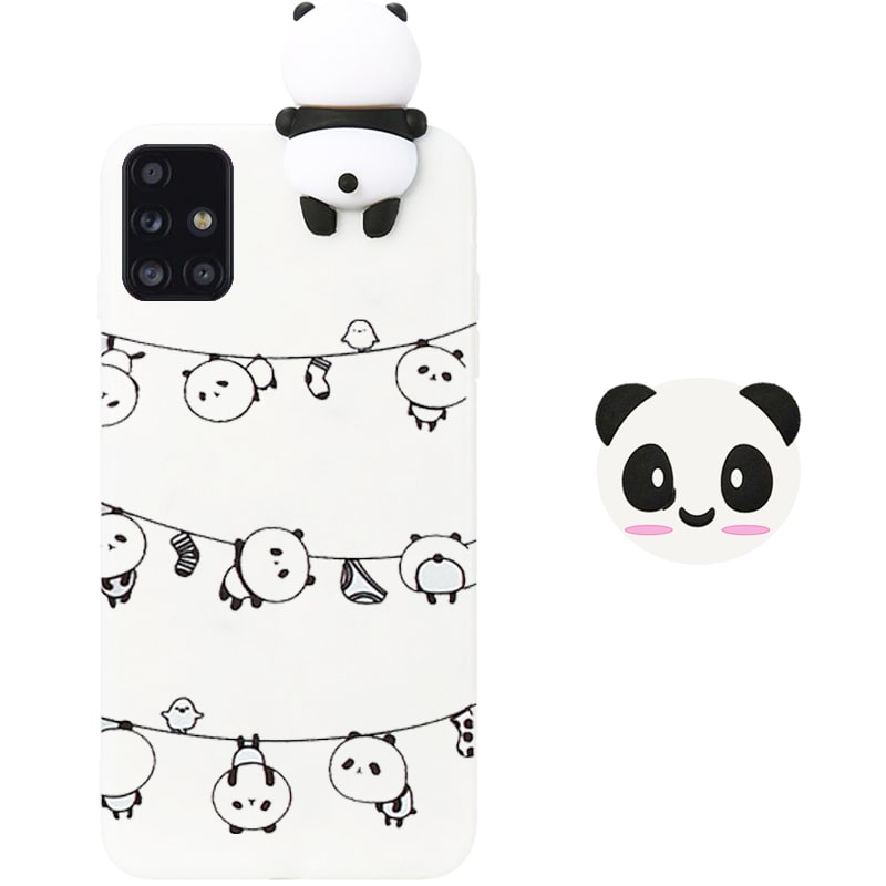 قاب فانتزی عروسکی پاندا رختی Panda Case مناسب برای گوشی Samsung Galaxy A71 مدل نیمه شفاف سه بعدی