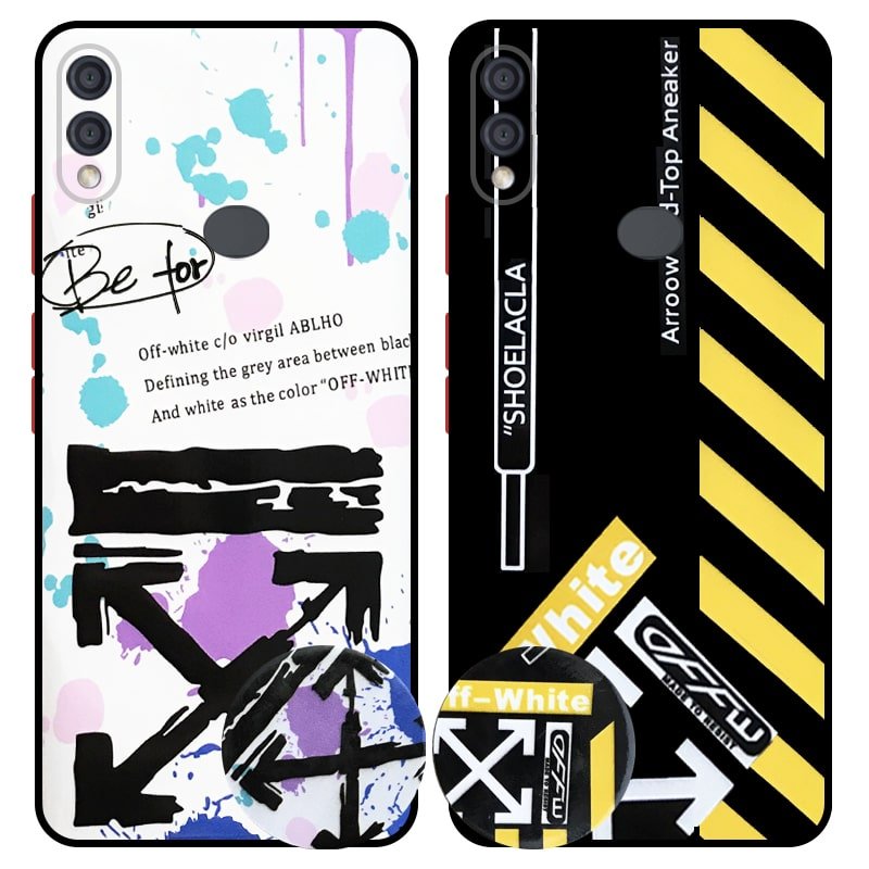 کاور فانتزی طرحدار دخترانه و پسرانه مناسب برای گوشی Samsung Galaxy A10S مدل محافظ لنزدار به همراه پاپ سوکت طرح آف وایت OFF WHITE CASE