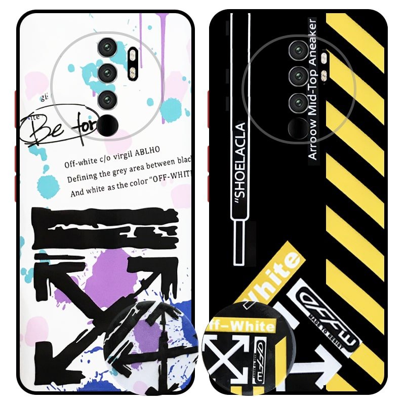 کاور فانتزی طرحدار دخترانه و پسرانه مناسب برای گوشی Xiaomi Redmi Note 8 Pro مدل محافظ لنزدار به همراه پاپ سوکت طرح آف وایت OFF WHITE CASE