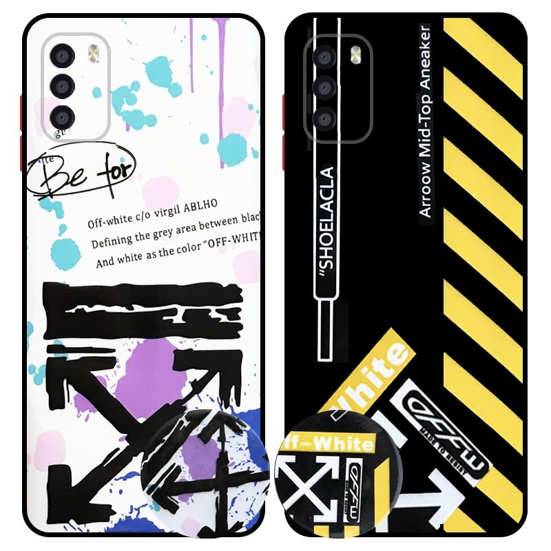 کاور فانتزی طرحدار دخترانه و پسرانه مناسب برای گوشی Xiaomi POCO M3 مدل محافظ لنزدار به همراه پاپ سوکت طرح آف وایت OFF WHITE CASE