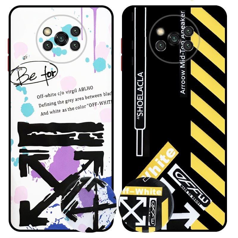 کاور فانتزی طرحدار دخترانه و پسرانه مناسب برای گوشی Xiaomi POCO X3 nfc / X3 Pro مدل محافظ لنزدار به همراه پاپ سوکت طرح آف وایت OFF WHITE CASE