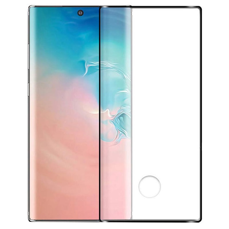 گلس فول ادج اثرانگشت باز مناسب برای گوشی Samsung Galaxy Note 10 مدل شیشه ای تمام چسب با سوراخ اثر انگشت Full Glass With Hole Finger Touch