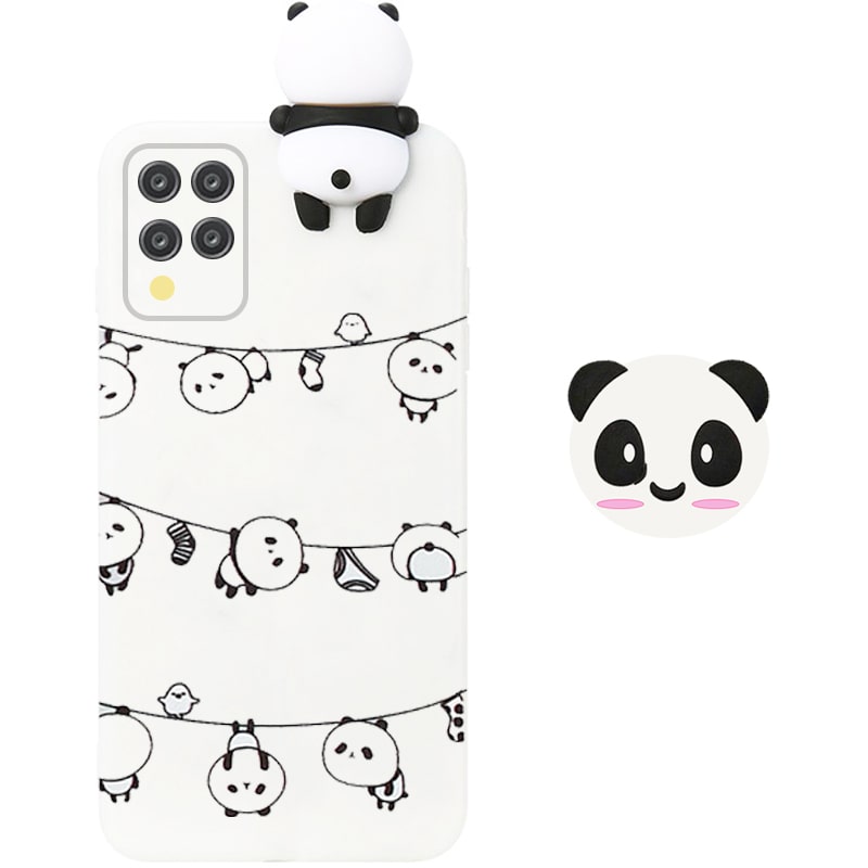 قاب فانتزی عروسکی پاندا رختی Panda Case مناسب برای گوشی Samsung Galaxy A42 مدل نیمه شفاف سه بعدی همراه با پاپ سوکت سیلیکونی ست (مجهز به محافظ لنز)