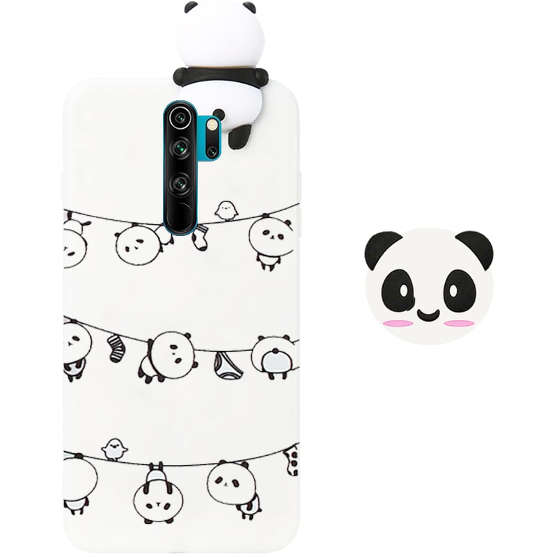 قاب فانتزی عروسکی پاندا رختی Panda Case مناسب برای گوشی Xiaomi Redmi Note 8 Pro مدل نیمه شفاف سه بعدی