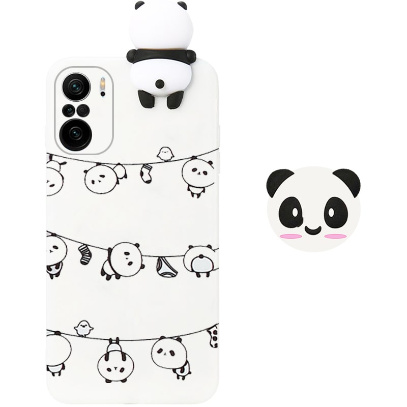 قاب فانتزی عروسکی پاندا رختی Panda Case مناسب برای گوشی Xiaomi POCO F3 مدل نیمه شفاف سه بعدی