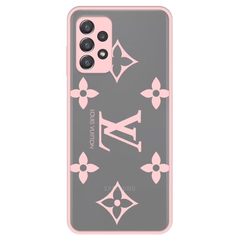 قاب فانتزی هیبریدی طرح لویی ویتون صورتی مناسب برای گوشی Samsung Galaxy A32 5G مدل پشت مات محافظ لنزدار سری طرحدار دخترانه و زنانه