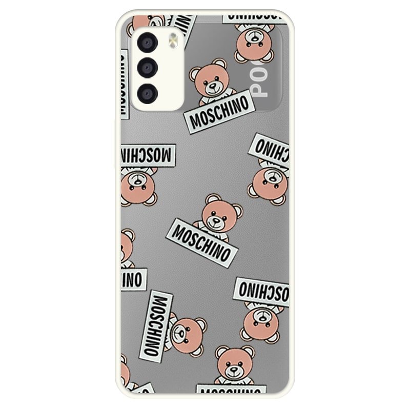 قاب عروسکی هیبریدی طرح خرسی موسکینو مناسب برای گوشی Xiaomi POCO M3 مدل پشت مات محافظ لنزدار سری فانتزی دخترانه Moschino Hybrid Case