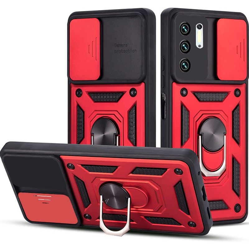 قاب اورجینال اسلاید آرمور مناسب برای گوشی Xiaomi Redmi Note 10 5G / POCO M3 Pro (2021) طرح محافظ لنزدار کشویی مجهز به رینگ استندشو و مگنتی