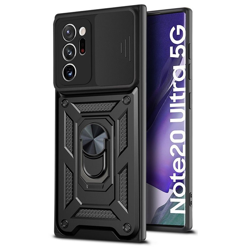 قاب اورجینال اسلاید آرمور مناسب برای گوشی Samsung Galaxy Note 20 Ultra طرح محافظ لنزدار کشویی مجهز به رینگ استندشو و مگنتی