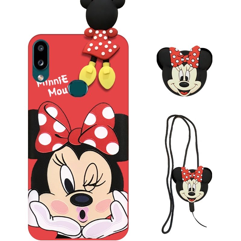 قاب عروسکی دخترانه مدل میکی موس مناسب برای گوشی Samsung Galaxy A10S به همراه ست پاپ سوکت و پام پام سیلیکونی ست Disney Mickey Mouse Cute Case