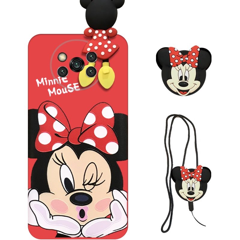 قاب عروسکی دخترانه مدل میکی موس مناسب برای گوشی Xiaomi POCO X3 Pro / Nfc به همراه ست پاپ سوکت و پام پام سیلیکونی ست (محافظ لنزدار) Disney Mickey Mouse Cute Case