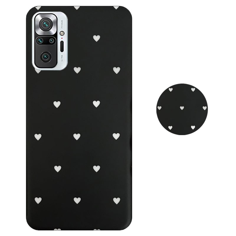 قاب گوشی Xiaomi Redmi Note 10 Pro مدل آی ام دی لاولی طرح قلب مشکی به همراه پاپ سوکت