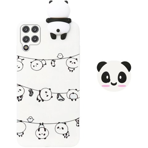 قاب فانتزی عروسکی پاندا رختی Panda Case مناسب برای گوشی Samsung Galaxy A22 4G مدل نیمه شفاف سه بعدی