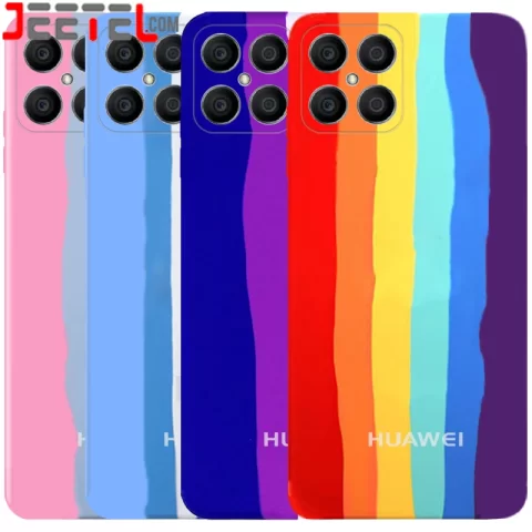 قاب سیلیکونی رنگین کمانی گوشی آنر Honor X8 4G مدل زیر بسته محافظ لنزدار (ویتنامی اورجینال)