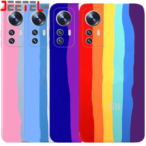 قاب سیلیکونی رنگین کمانی گوشی Xiaomi 12 Lite مدل زیر بسته محافظ لنزدار (ویتنامی اورجینال)