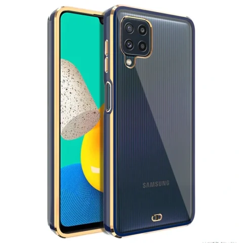 قاب اورجینال الکتروپلیتینگ Samsung Galaxy A22 4G / M32 4G مدل دور طلایی پشت شفاف