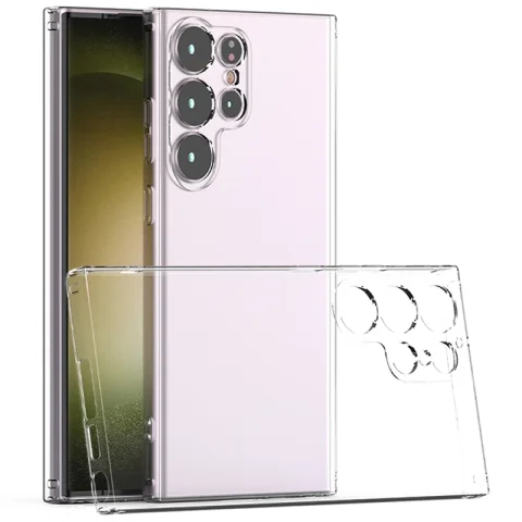 قاب شفاف محافظ لنزدار گوشی Samsung Galaxy S23 Ultra مدل دکمه فلزی اسپیس