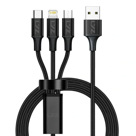 کابل شارژ 3 کاره فست شارژ 5 آمپر مدل کنفی LYZ LS12 (میکرو ، تایپ سی ، لایتنینگ)