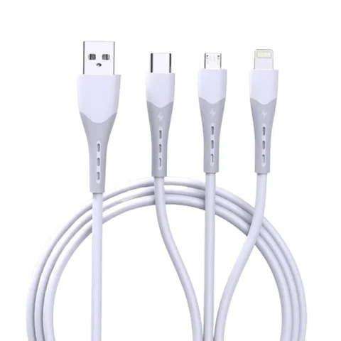 کابل شارژ 3 سر فست شارژ 6 آمپر 120 واتی مدل LYZ LS62 (میکرو ، تایپ سی ، لایتنینگ)