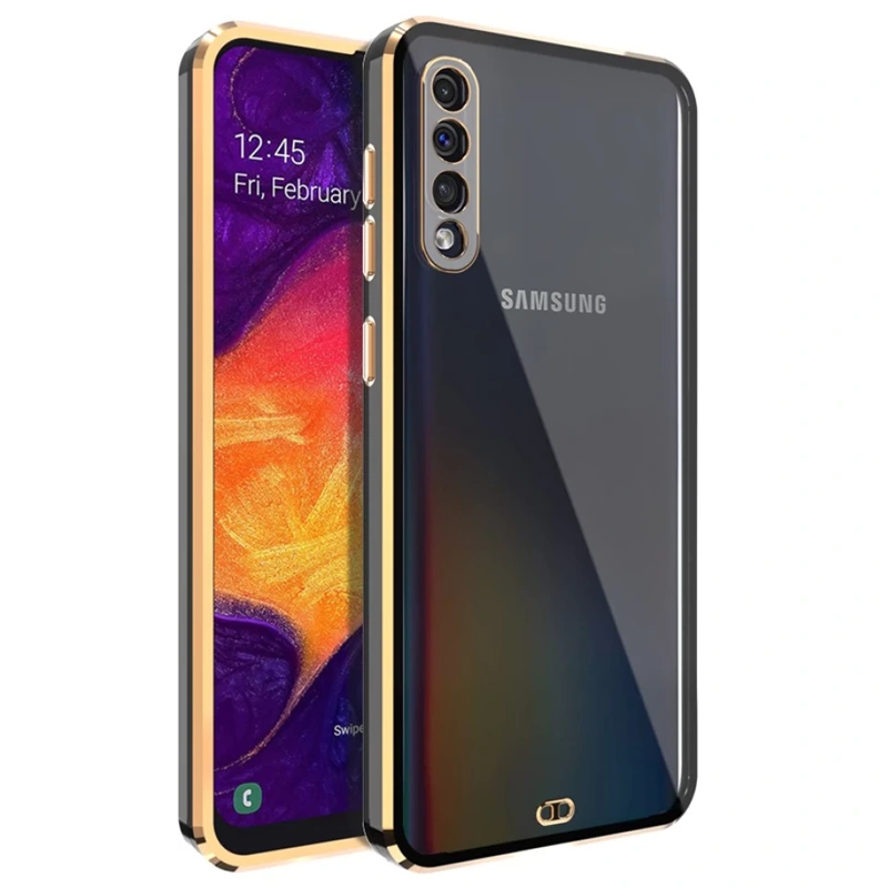 قاب اورجینال الکتروپلیتینگ Samsung Galaxy A7 2018 مدل دور طلایی اسپیس