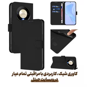 کیف چرمی Honor X9B مدل لپ تاپی جاکارتی دار (محافظ لنزدار)