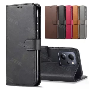 کیف چرمی Xiaomi POCO X5 Pro مدل لپ تاپی جاکارتی دار (محافظ لنزدار)