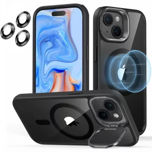 قاب اورجینال IPHONE 13 مگ سیف دار مدل Metal Stand + محافظ لنز رینگی ست