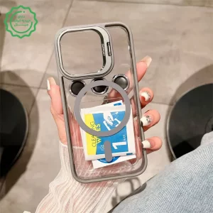 قاب اورجینال IPHONE 15 مگ سیف دار مدل Metal Stand + محافظ لنز رینگی ست