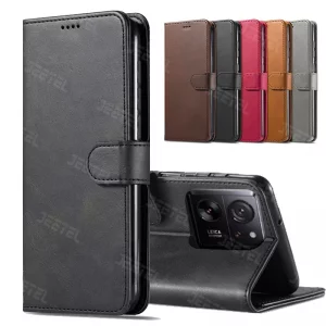 کیف چرمی Xiaomi 13T / 13T Pro مدل لپ تاپی جاکارتی دار (محافظ لنزدار)