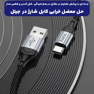 کابل شارژ USB به Type-c به طول 1 متر 3A از برند هوکو مدل Hoco X102 (100% اورجینال)