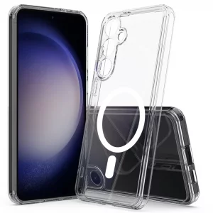 قاب شفاف طرح مگ سیف مناسب برای گوشی Samsung Galaxy A36 مدل دکمه فلزی