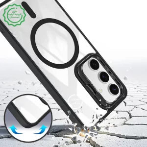 قاب اورجینال Samsung Galaxy S24 FE مگ سیف دار مدل Metal Stand + محافظ لنز رینگی ست