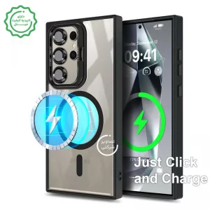 قاب اورجینال Samsung Galaxy S25 Ultra مگ سیف دار مدل Metal Stand + محافظ لنز رینگی ست