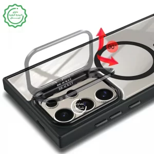قاب اورجینال Samsung Galaxy S25 Ultra مگ سیف دار مدل Metal Stand + محافظ لنز رینگی ست