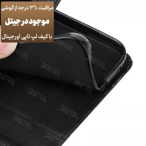 کیف چرمی Xiaomi Redmi Note 14 Pro Plus 5G مدل لپ تاپی جاکارتی دار (محافظ لنزدار)