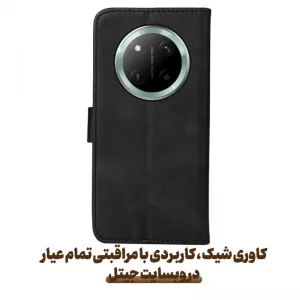 کیف چرمی Honor X9C مدل لپ تاپی جاکارتی دار (محافظ لنزدار)