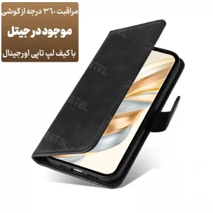 کیف چرمی Honor X9C مدل لپ تاپی جاکارتی دار (محافظ لنزدار)