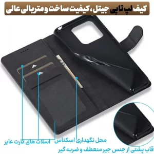 کیف چرمی Honor X6B مدل لپ تاپی جاکارتی دار (محافظ لنزدار)