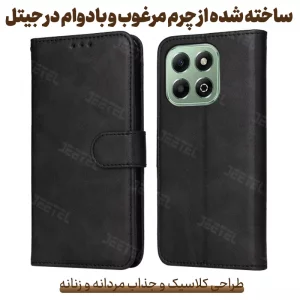 کیف چرمی Honor X6B مدل لپ تاپی جاکارتی دار (محافظ لنزدار)