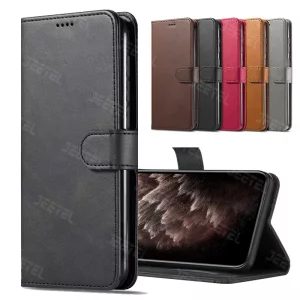 کیف چرمی Huawei Y5 2019 مدل لپ تاپی جاکارتی دار (محافظ لنزدار)