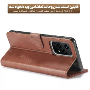 کیف چرمی Honor 200 Lite مدل لپ تاپی جاکارتی دار (محافظ لنزدار)
