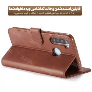 کیف چرمی Xiaomi Redmi Note 8T مدل لپ تاپی جاکارتی دار (محافظ لنزدار)