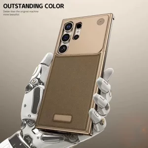 کاور چرمی آلومینیومی مدل Aero Leather مناسب برای گوشی Samsung Galaxy S25 Ultra