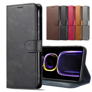 کیف چرمی Xiaomi 12T / 12T Pro مدل لپ تاپی جاکارتی دار (محافظ لنزدار)