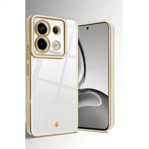 قاب اورجینال الکتروپلیتینگ Xiaomi Redmi Note 13 Pro 5G مدل دور طلایی پشت شفاف