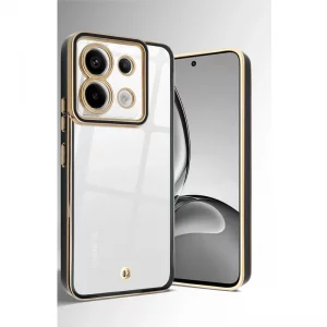 قاب اورجینال الکتروپلیتینگ Xiaomi Redmi Note 13 Pro 5G مدل دور طلایی پشت شفاف