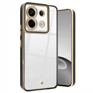 قاب اورجینال الکتروپلیتینگ Xiaomi Redmi Note 13 4G مدل دور طلایی پشت شفاف