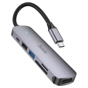 هاب 6 پورت Type-C 6 in 1 به طول 0.2 متر مدل 4K از برند هوکو مدل Hoco HB28 (نسخه اورجینال وارداتی)