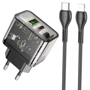 شارژر دیواری 20W دو پورت به همراه کابل 1 متری PD+QC3.0 از برند هوکو مدل Hoco N34 (نسخه اورجینال تاییدیه EURO)